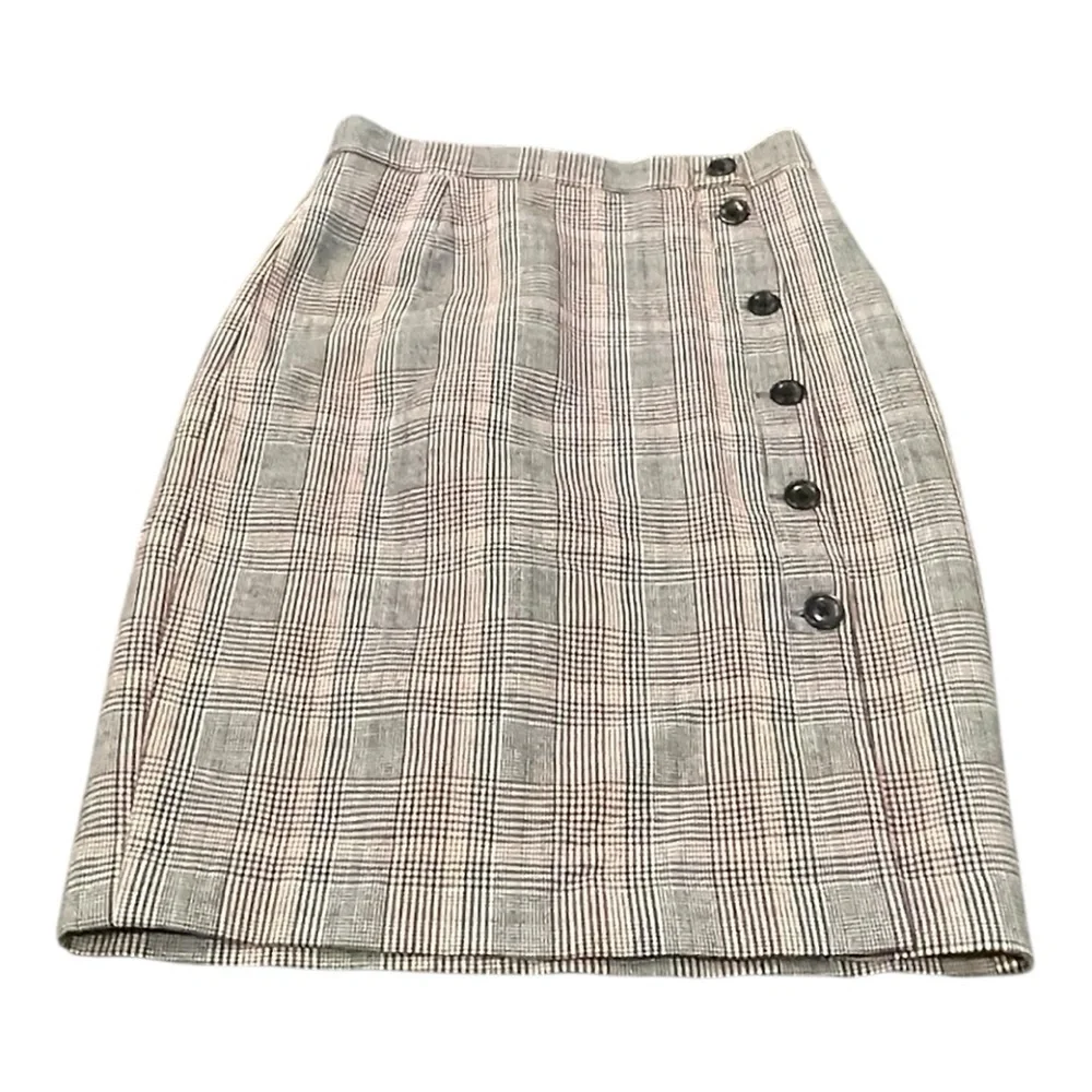 H&M Plaid Button Front Pencil Skirt | Size 2 |‎ Classic Check Print